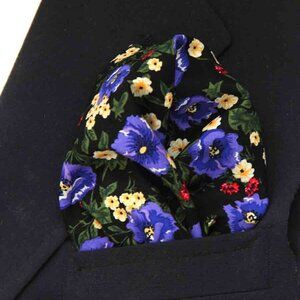 New Gascoigne Hand Stitched Italian Cotton Pockets Square Multicolor Floral Men'